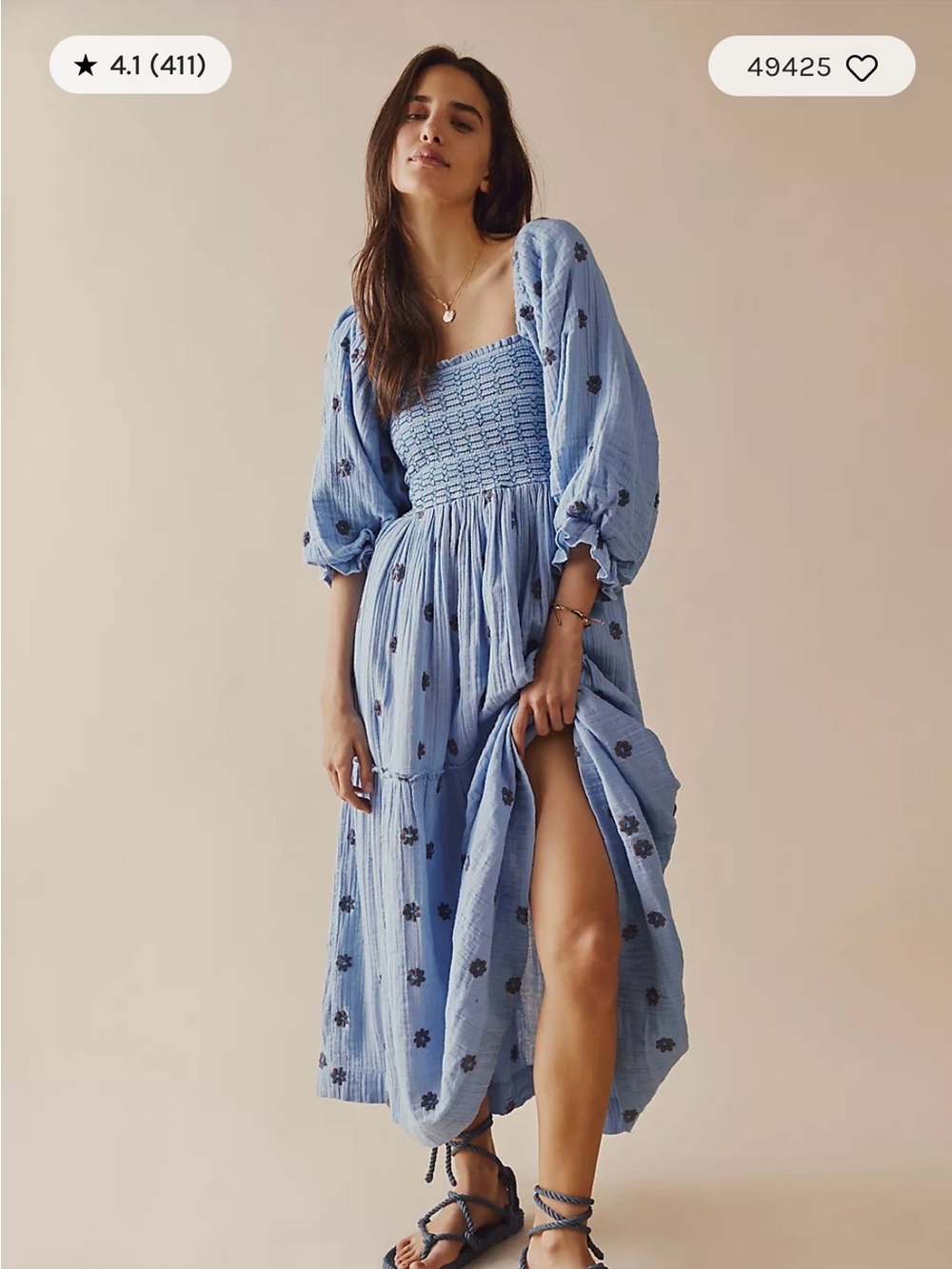 Free People Maxi Dress with Floral Embroidery - Picture 2 of 2